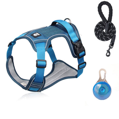 Dog Harness Anti-Pull Front Clip LED Collar & Leash