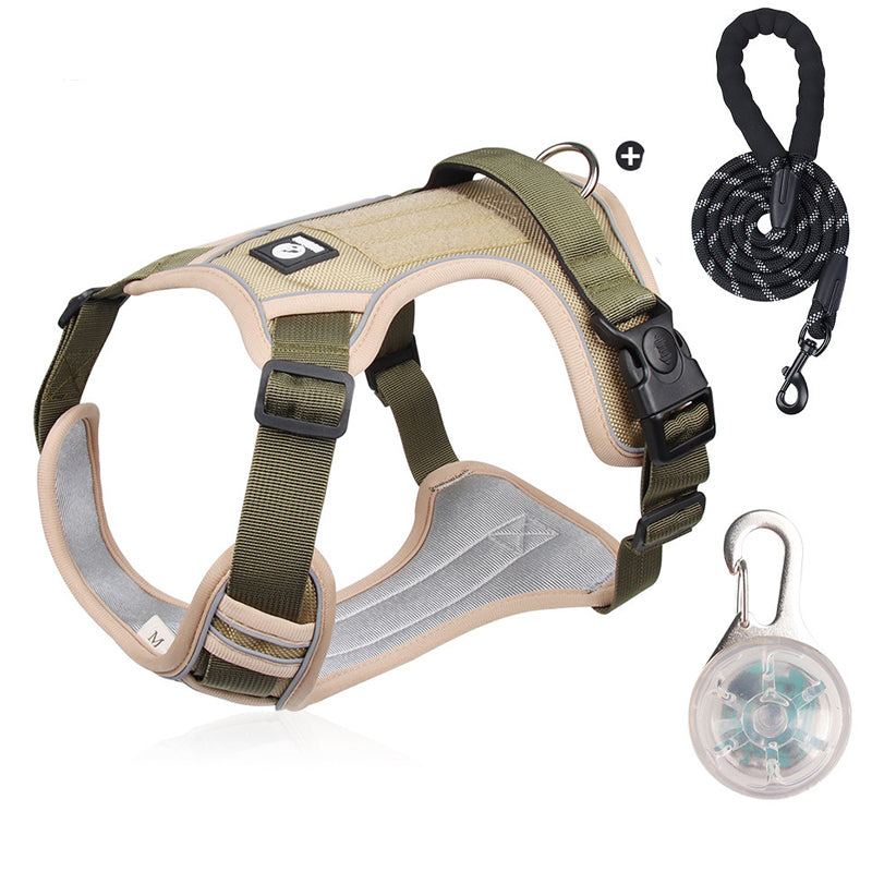 Dog Harness Anti-Pull Front Clip LED Collar & Leash