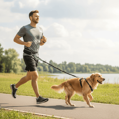 Dog Leash Hands-Free Hip Belt Shock-Absorbing Elastic Padded Handles