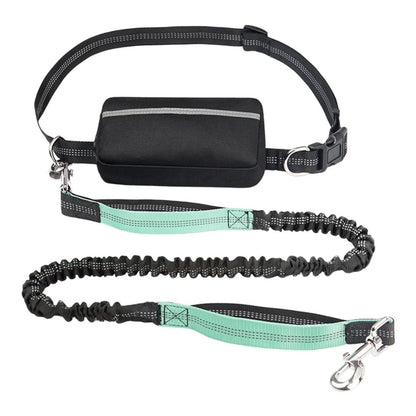 Dog Leash Hands-Free Hip Belt Shock-Absorbing Elastic Padded Handles