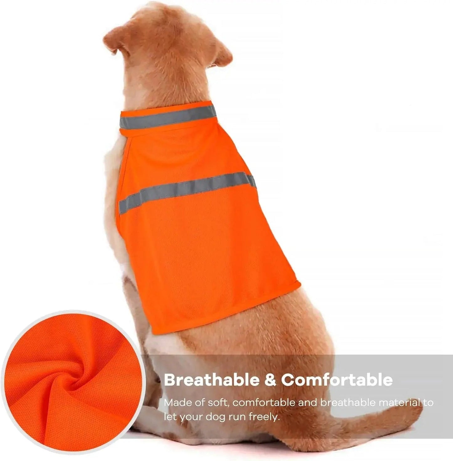 Dog Safety Vest Reflective Strips Adjustable Straps Lightweight