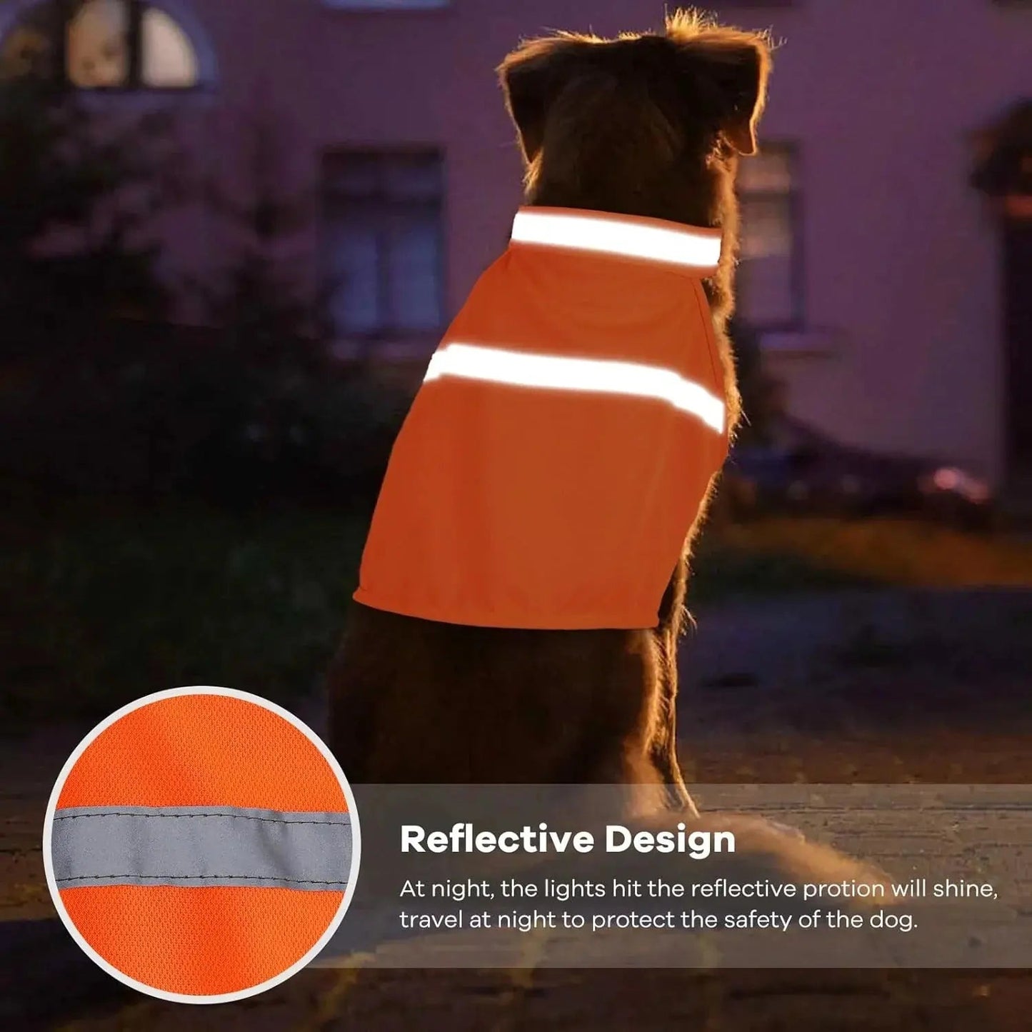 Dog Safety Vest Reflective Strips Adjustable Straps Lightweight