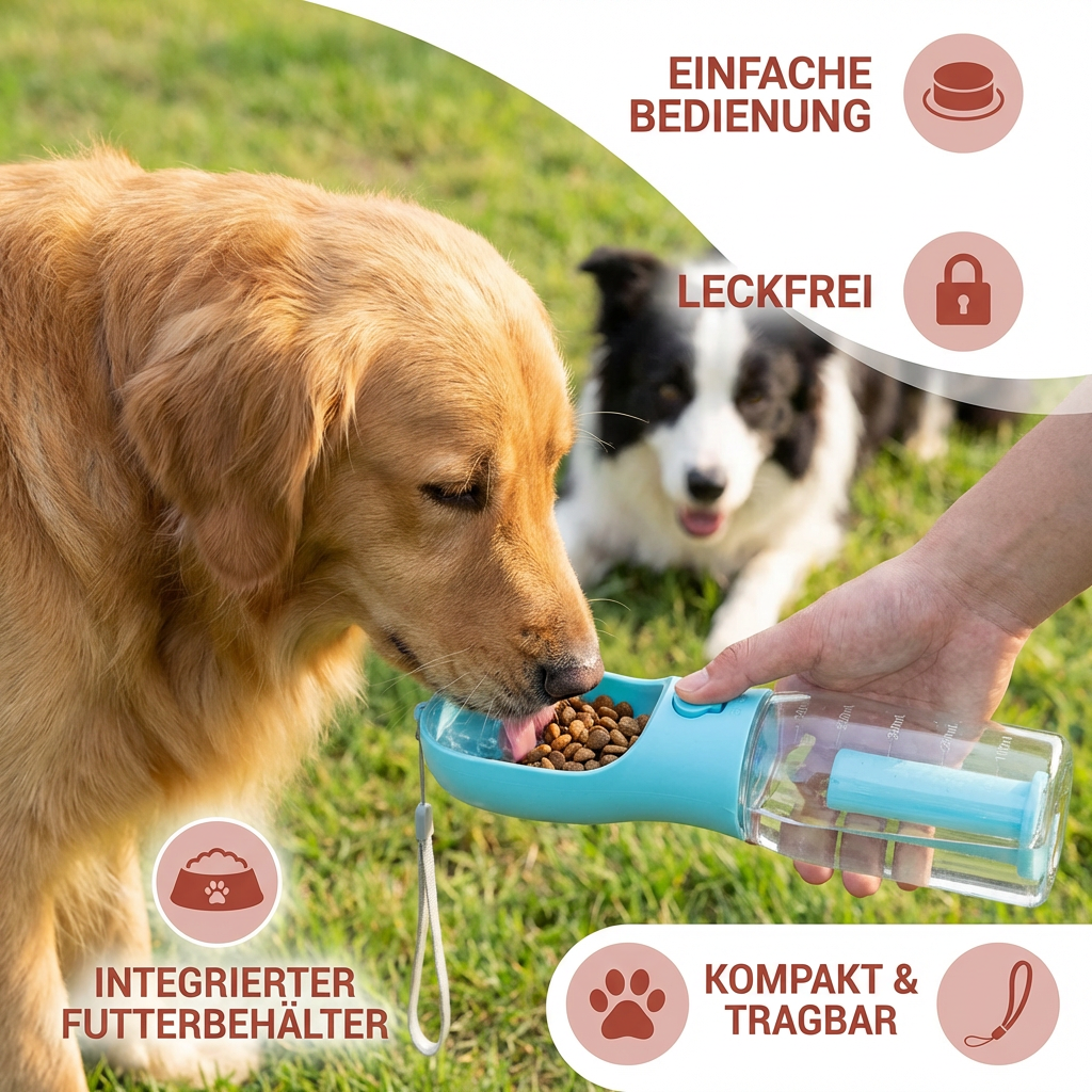 Dog Travel Water Bottle 3-In-1 Water Food & Waste