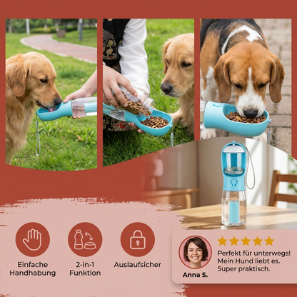 Dog Travel Water Bottle 3-In-1 Water Food & Waste