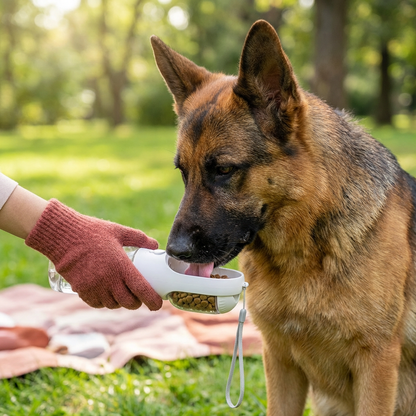 Dog Travel Water Bottle 3-In-1 Water Food & Waste
