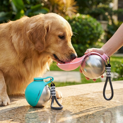 Dog Travel Water Bottle Stainless Steel Leak-Proof Silicone Bowl