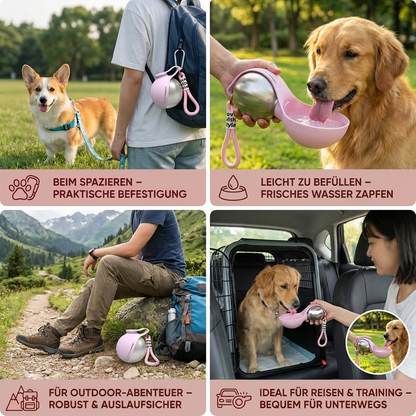 Dog Travel Water Bottle Stainless Steel Leak-Proof Silicone Bowl