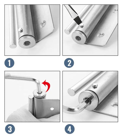 Door Closer Adjustable 4-Speed Stainless Steel Quiet Smooth Closing