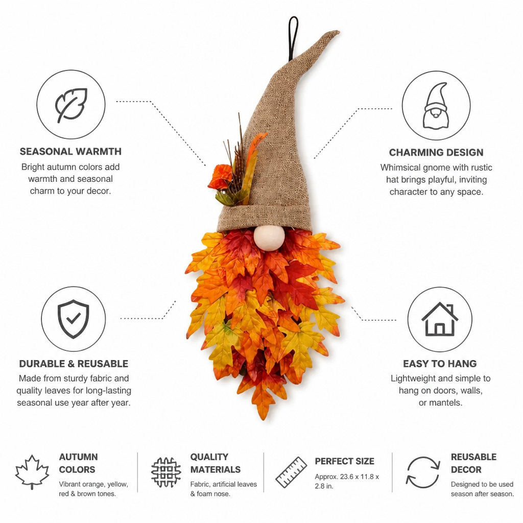 Door Hanger Autumn Fabric With Maple Leaves