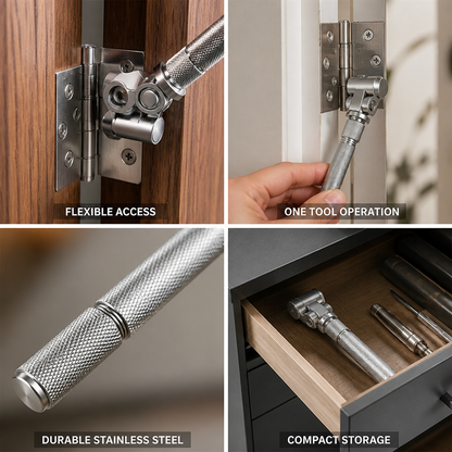 Door Hinge Wrench Adjustable Swivel Head Stainless Steel