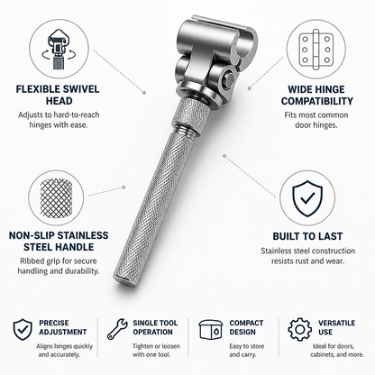 Door Hinge Wrench Adjustable Swivel Head Stainless Steel