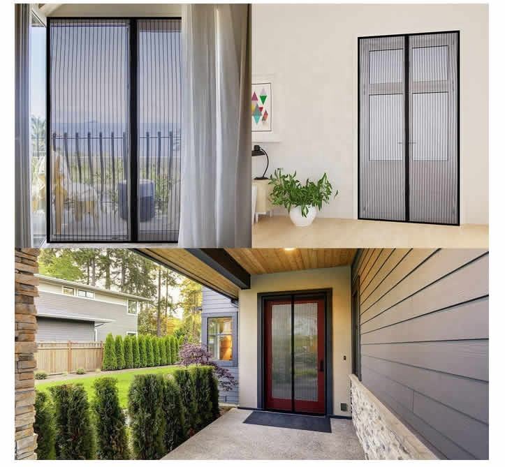 Door Insect Screen Magnetic Closure Polyester Mesh