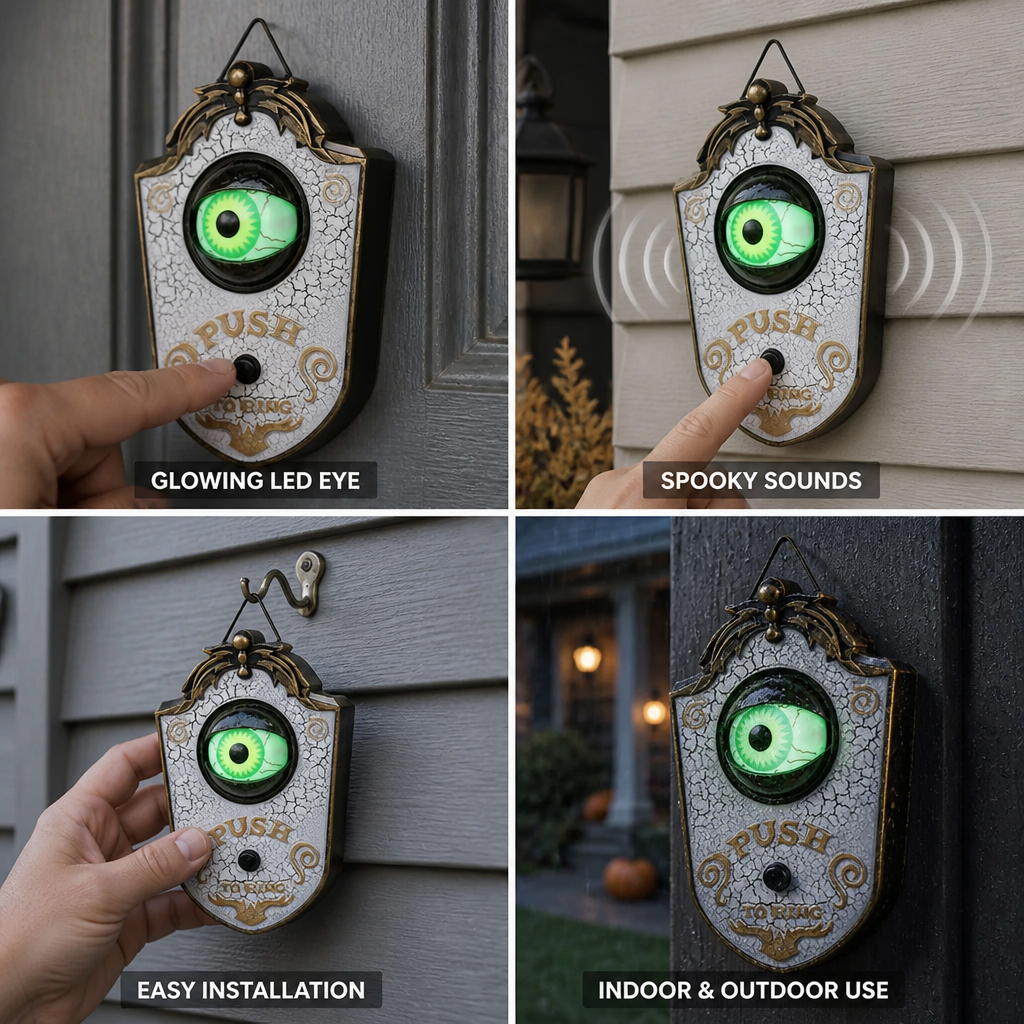 Doorbell Battery-Operated Glowing LED Eye & Spooky Sounds