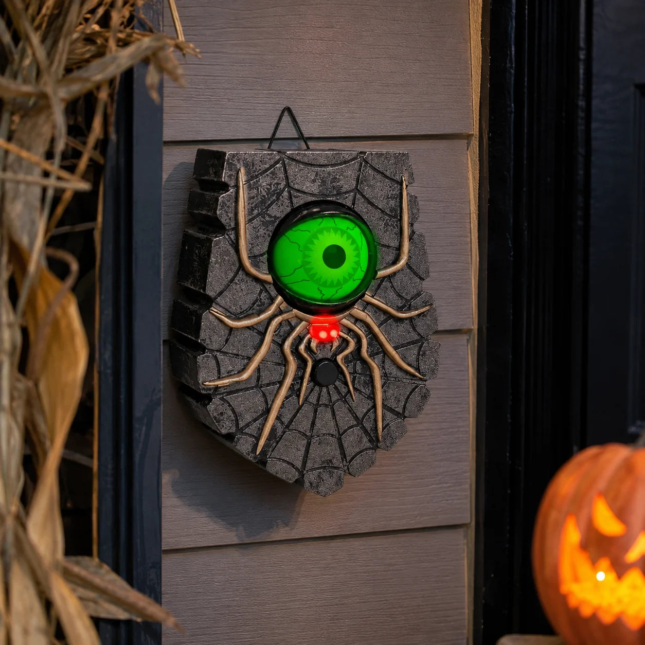 Doorbell Decoration Spider Web Glowing Eyes Battery-Operated