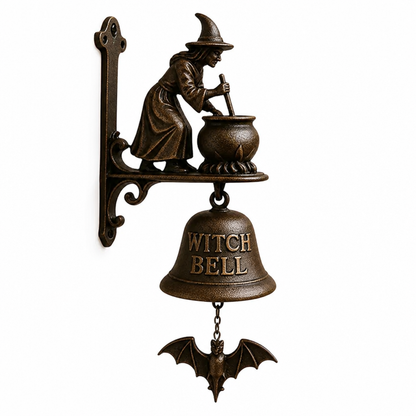 Doorbell Witch Motif Antique Bronze Weatherproof
