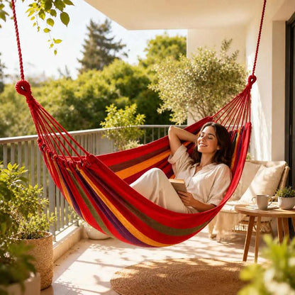 Double Hammock Breathable Cotton Supports 452 Lbs