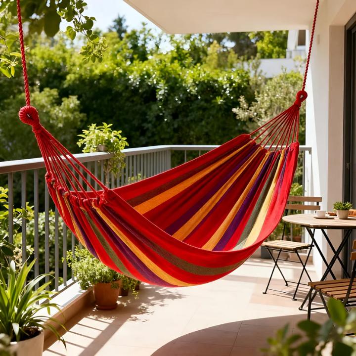 Double Hammock Breathable Cotton Supports 452 Lbs