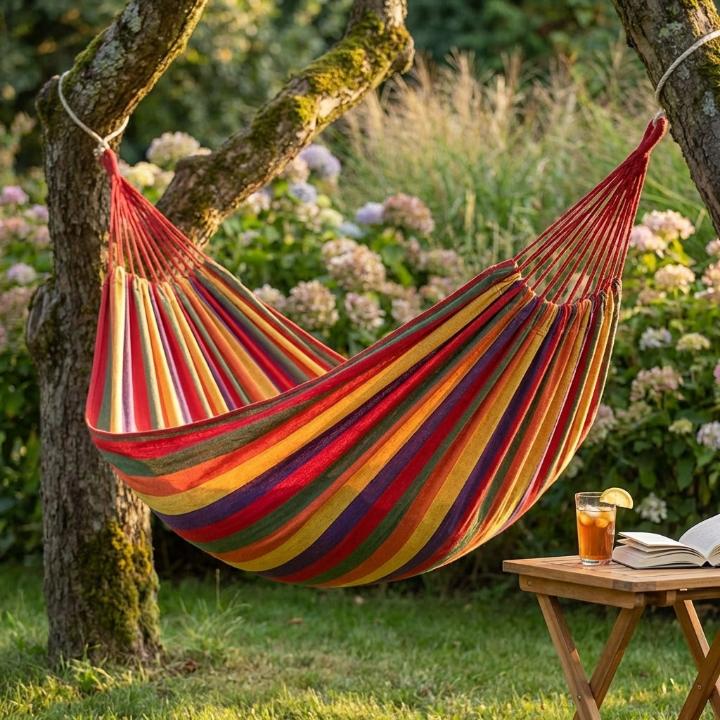 Double Hammock Breathable Cotton Supports 452 Lbs