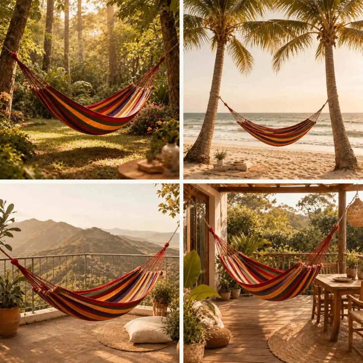 Double Hammock Breathable Cotton Supports 452 Lbs