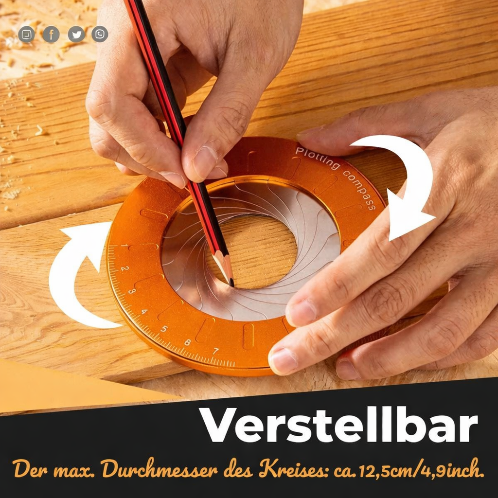Drafting Compass Stepless Adjustment Stainless Steel