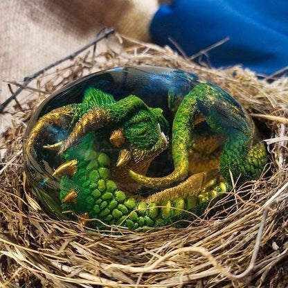 Dragon Egg Figurine Handcrafted Epoxy & Clay Miniature Dragon