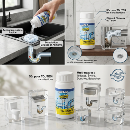 Drain Cleaner Powder Fast-Acting Foaming Non-Corrosive
