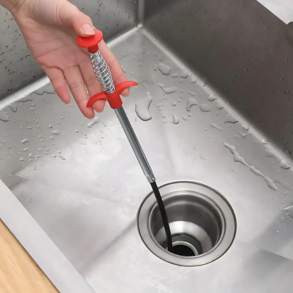 Drain Hook Flexible Stainless Steel Shaft Claw & Spring Handle