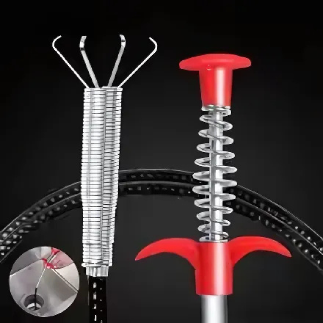 Drain Hook Flexible Stainless Steel Shaft Claw & Spring Handle