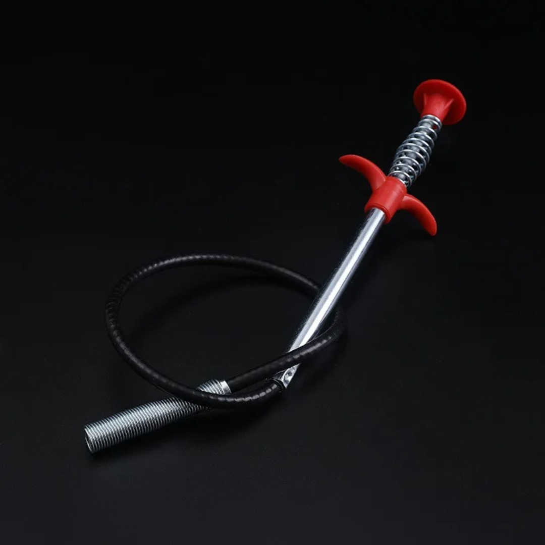 Drain Hook Flexible Stainless Steel Shaft Claw & Spring Handle