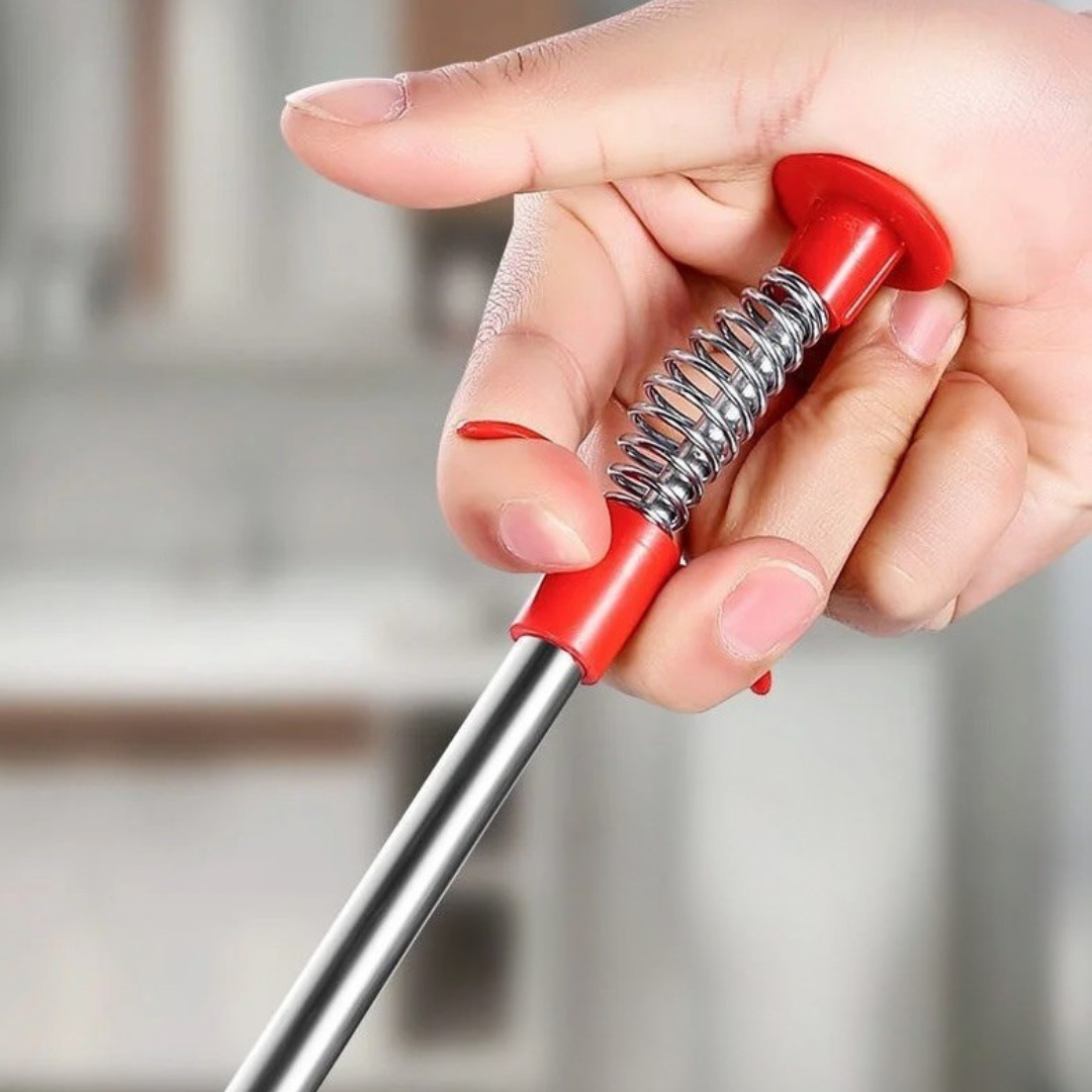 Drain Hook Flexible Stainless Steel Shaft Claw & Spring Handle