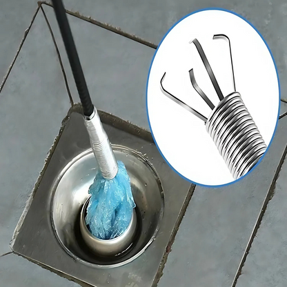 Drain Hook Flexible Stainless Steel Shaft Claw & Spring Handle