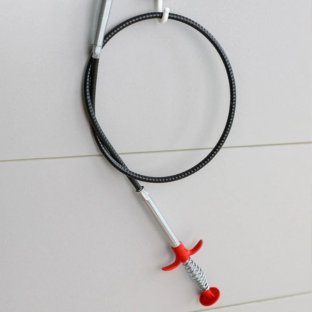 Drain Hook Flexible Stainless Steel Shaft Claw & Spring Handle