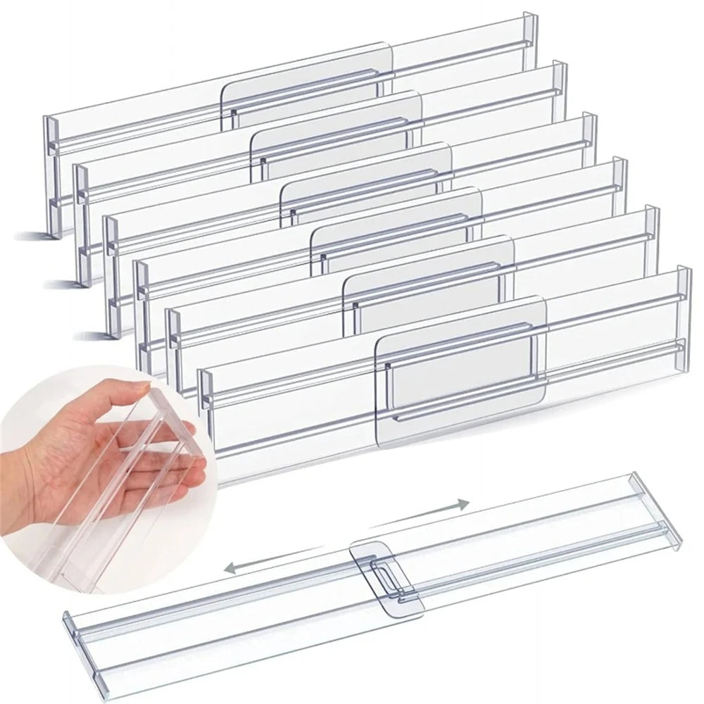 Drawer Dividers Adjustable Transparent Set of 6