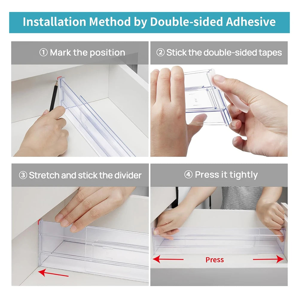 Drawer Dividers Adjustable Transparent Set of 6