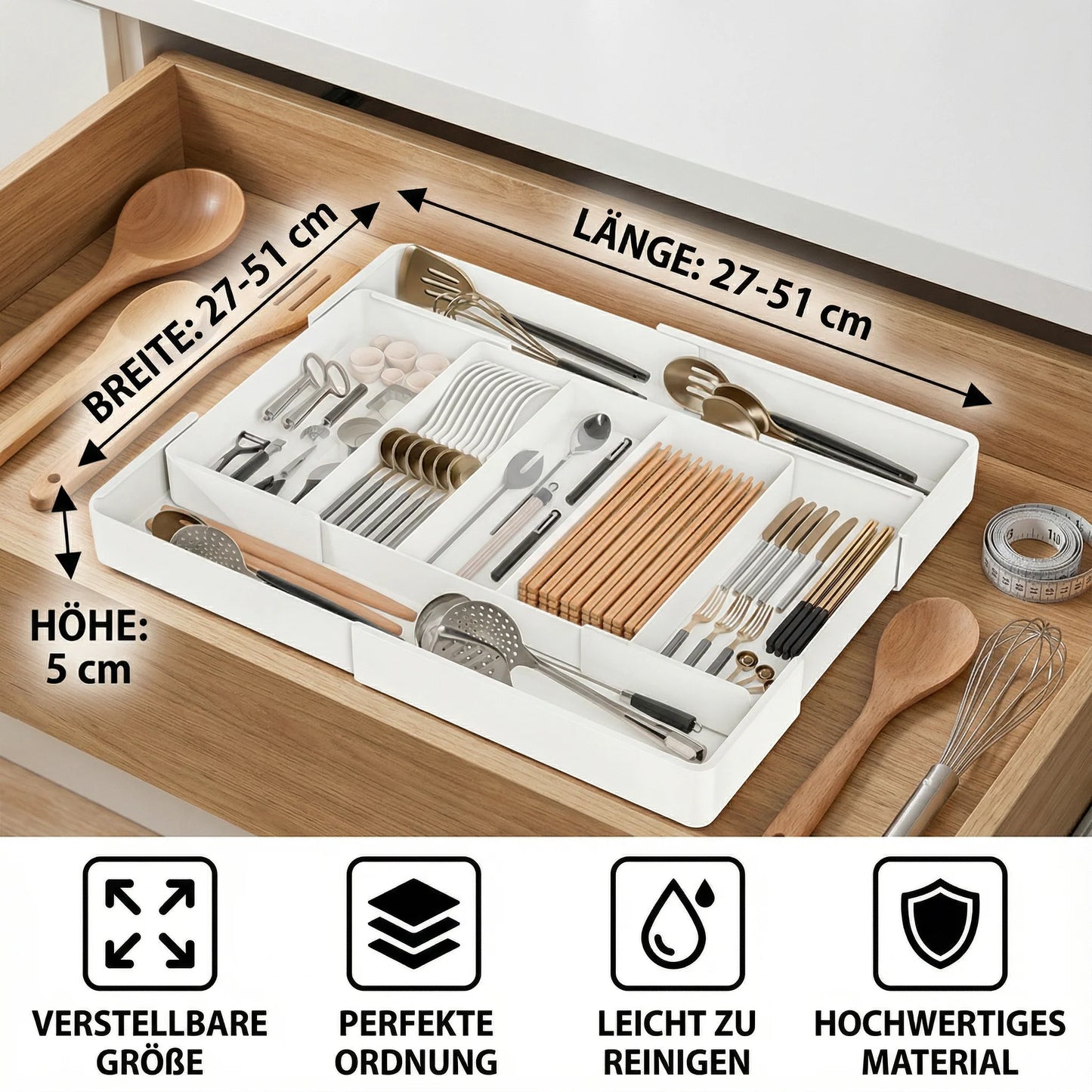 Drawer Organizer Adjustable Modular Compartments