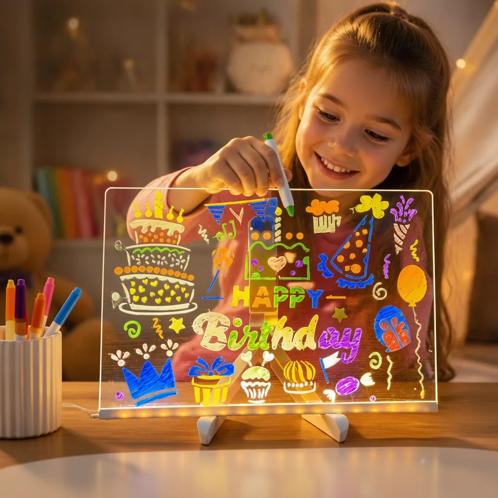 Drawing Board USB-Powered LED Erasable 7 Pens