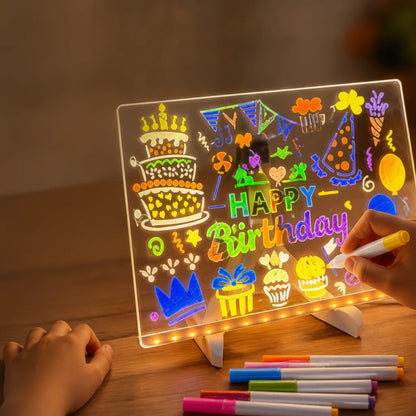 Drawing Board USB-Powered LED Erasable 7 Pens