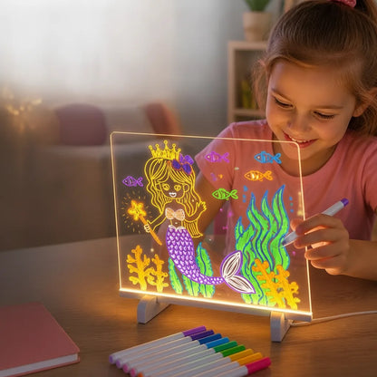Drawing Board USB-Powered LED Erasable 7 Pens