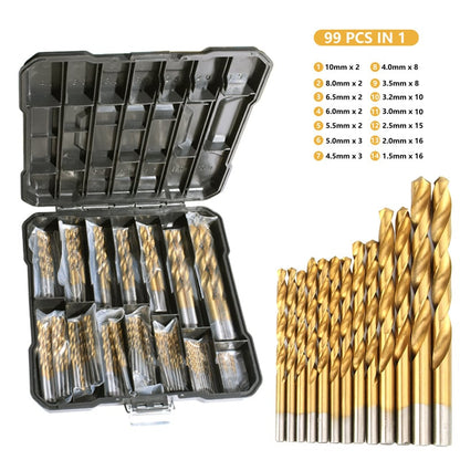 Drill Bit Set Titanium-Coated 135 Degree 99 Piece