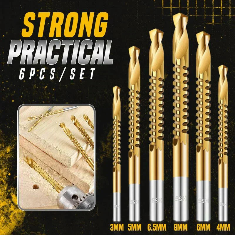 Drill Bit Set Titanium-Coated High-Speed Steel 6-Piece