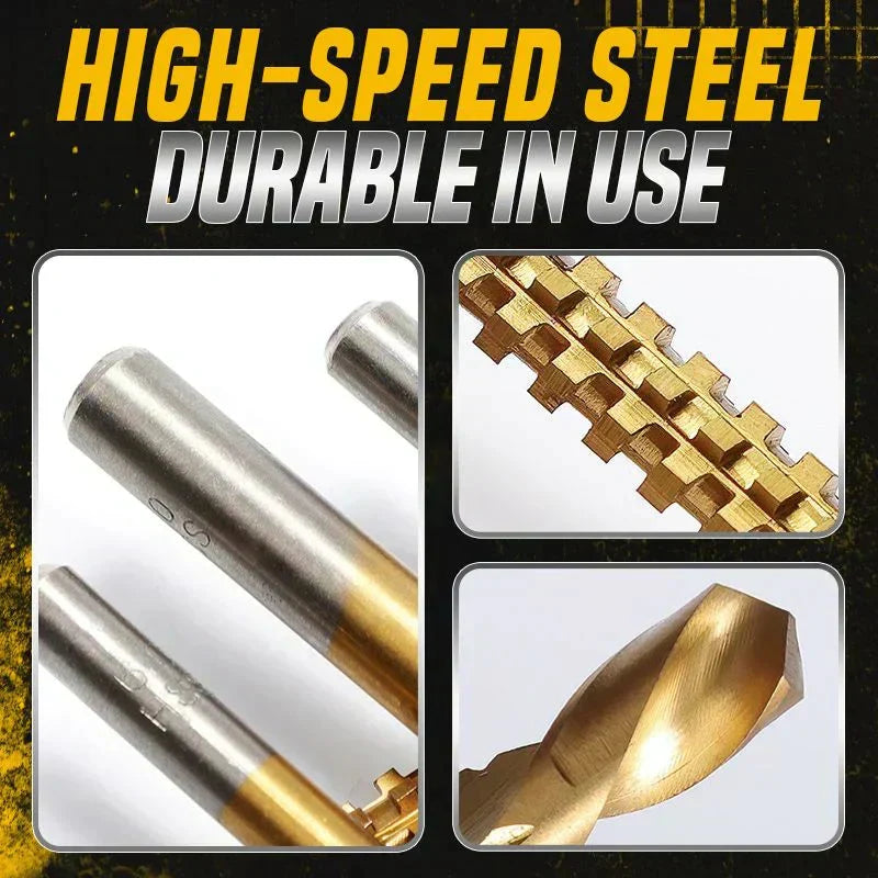 Drill Bit Set Titanium-Coated High-Speed Steel 6-Piece