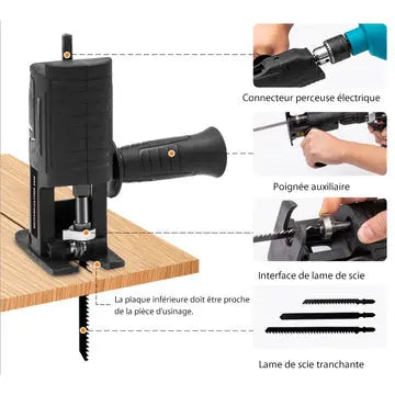 Drill Nibbler Attachment 360° Rotating Head & Positioning Slot