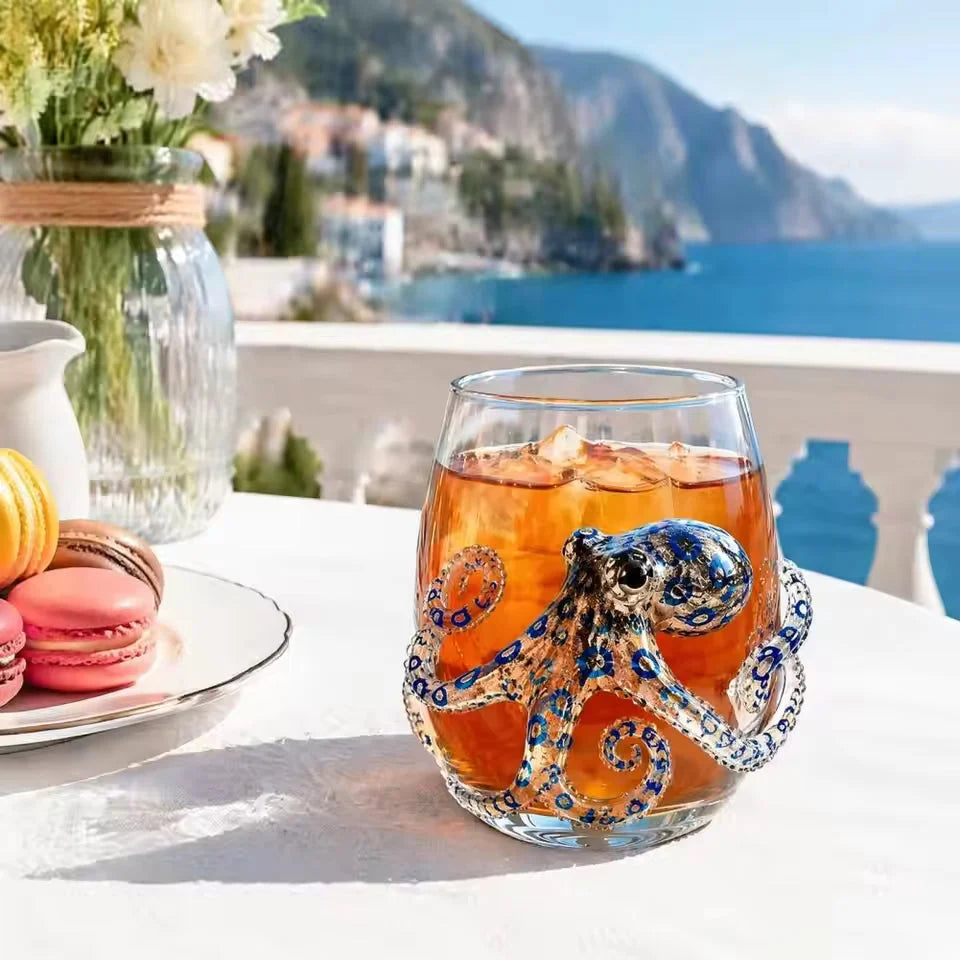 Drinking Glass Handcrafted 3D Sea Creature Motif