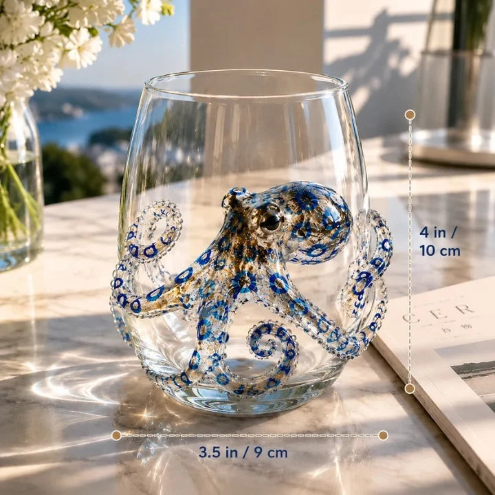 Drinking Glass Handcrafted 3D Sea Creature Motif