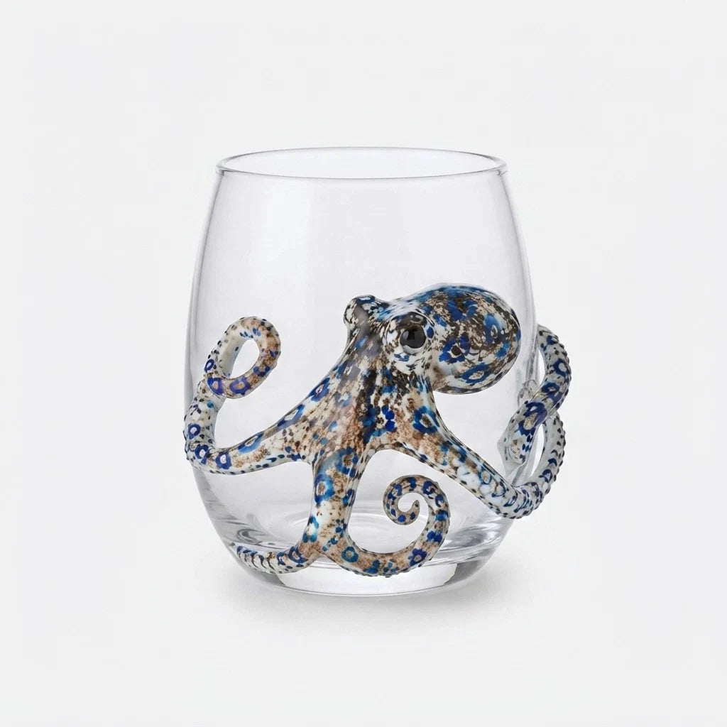 Drinking Glass Handcrafted 3D Sea Creature Motif