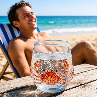 Drinking Glass Handcrafted 3D Sea Creature Motif