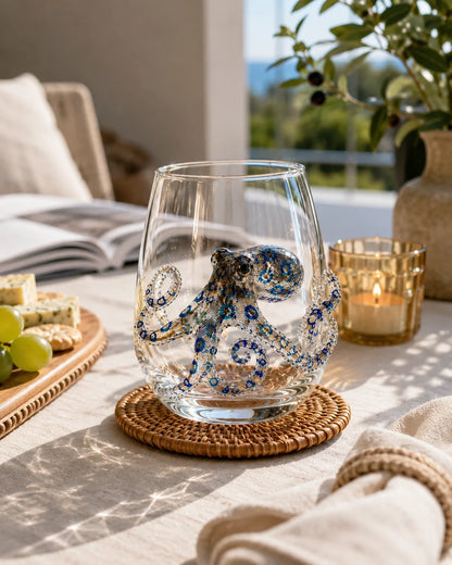 Drinking Glass Handcrafted 3D Sea Creature Motif