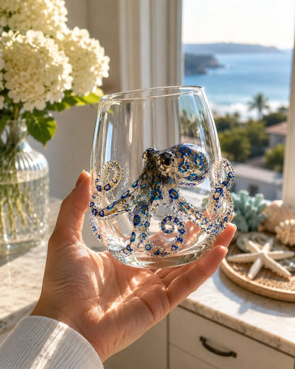 Drinking Glass Handcrafted 3D Sea Creature Motif