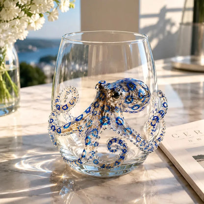 Drinking Glass Handcrafted 3D Sea Creature Motif
