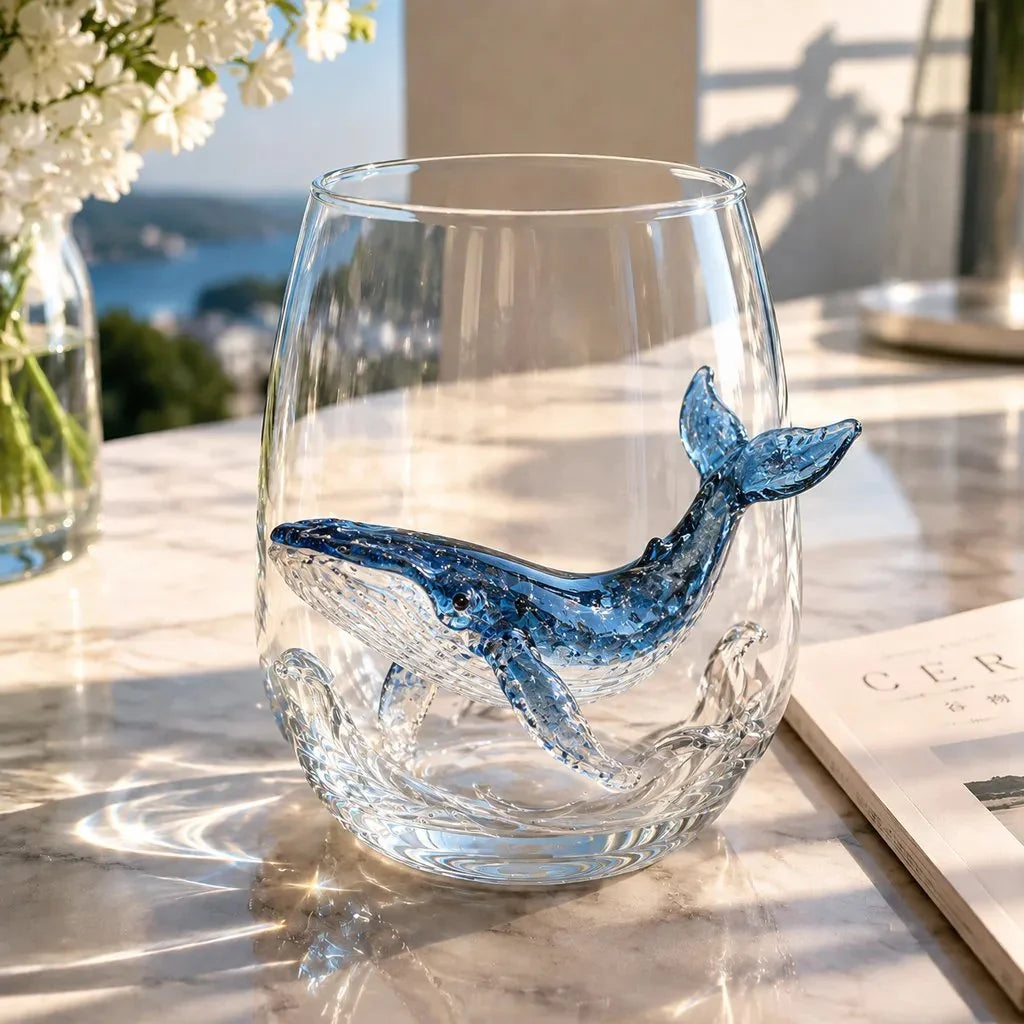 Drinking Glass Handcrafted 3D Sea Creature Motif